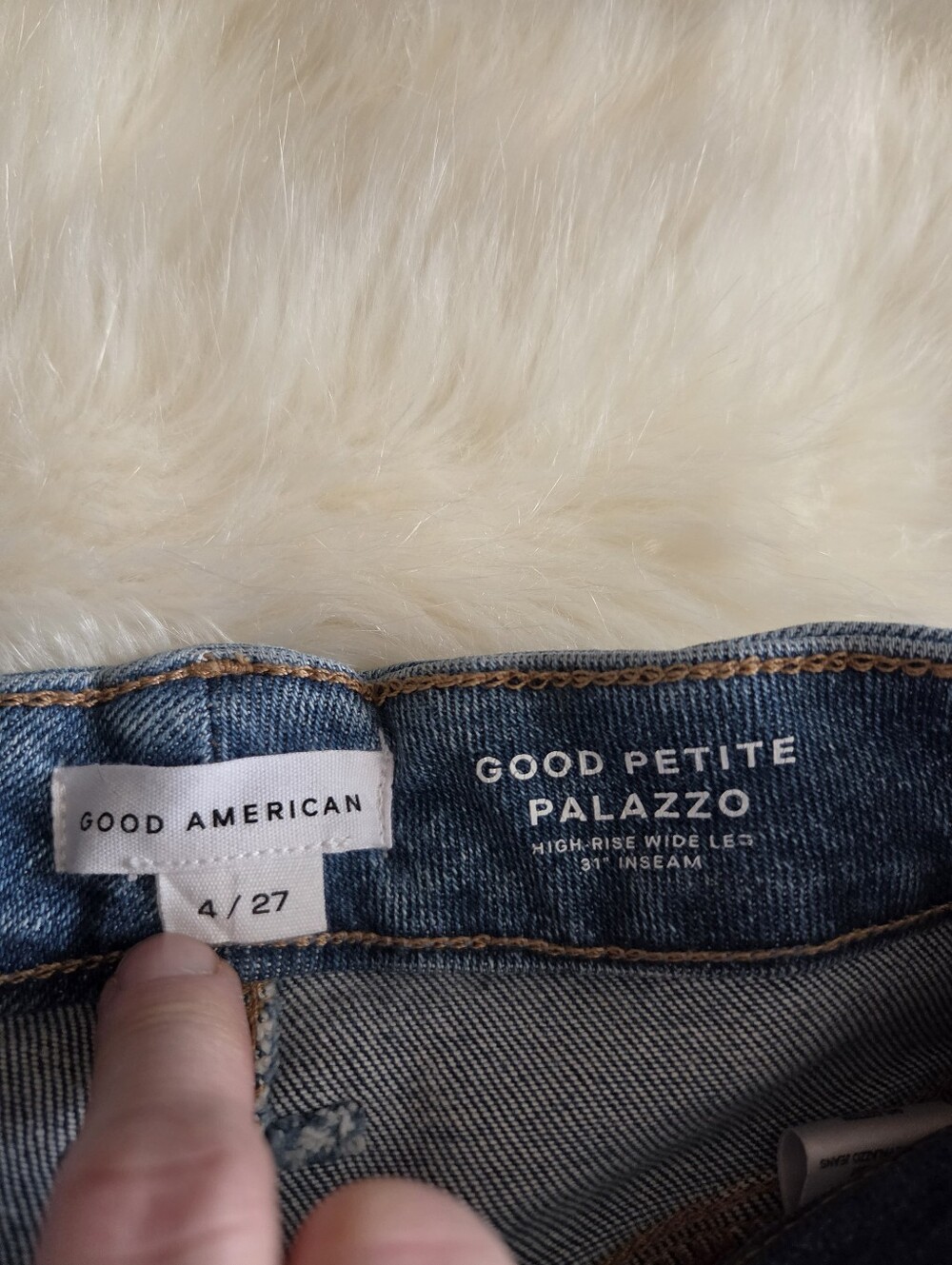 Good American Good Petite Palazzo Jeans Size 27 SHORT - HEMMED - CROPPED - Picture 10 of 15